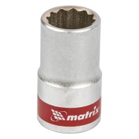 Головка торцевая, 14 мм, двенадцатигранная, CrV, под квадрат 1/2, хромированная Matrix Головка торцевая, 14 мм, двенадцатигранная, CrV, под квадрат 1/2, хромированная Matrix