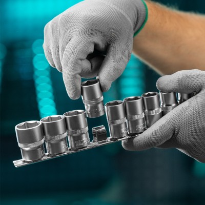 Набор торцевых головок, 1/2, шестигранные, CrV, 10 шт, 10-22 мм Stels