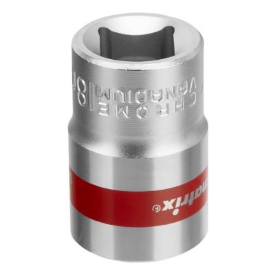 Головка торцевая, 18 мм, шестигранная, CrV, под квадрат 1/2, хромированная Matrix