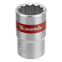 Головка торцевая, 17 мм, двенадцатигранная, CrV, под квадрат 1/2, хромированная Matrix Головка торцевая, 17 мм, двенадцатигранная, CrV, под квадрат 1/2, хромированная Matrix