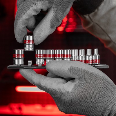 Набор торцевых головок, 1/4", 12 гранные, CrV, 4-13мм, 10 штук Matrix