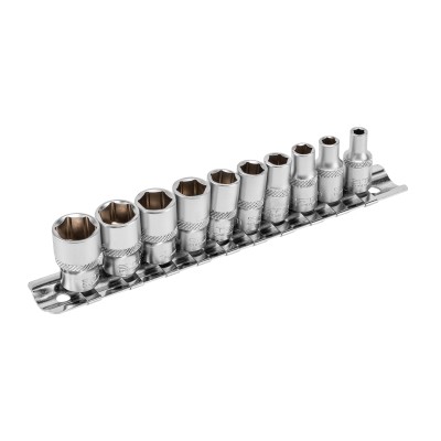 Набор торцевых головок, 1/4, шестигранные, CrV, 10 шт, 4-13 мм Stels