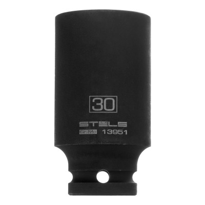 Головка ударная удлиненная шестигранная, 30 мм, 1/2, CrMo Stels Головка ударная удлиненная шестигранная, 30 мм, 1/2, CrMo Stels