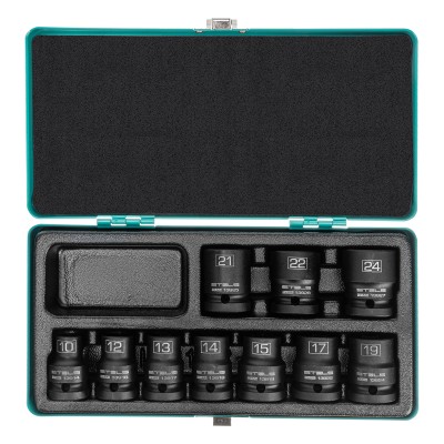 Набор шестигранных ударных торцевых головок, 1/2, 10-24 мм, 10 шт, Stels Набор шестигранных ударных торцевых головок, 1/2, 10-24 мм, 10 шт, Stels