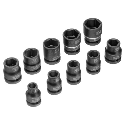 Набор шестигранных ударных торцевых головок, 1/2, 10-24 мм, 10 шт, Stels Набор шестигранных ударных торцевых головок, 1/2, 10-24 мм, 10 шт, Stels
