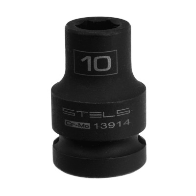 Головка ударная шестигранная, 10 мм, 1/2, CrMo Stels Головка ударная шестигранная, 10 мм, 1/2, CrMo Stels