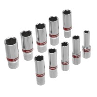 Набор удлиненных торцевых головок 3/8", 6 гранные, CrV, 8-19мм, 10 штук Matrix Набор удлиненных торцевых головок 3/8", 6 гранные, CrV, 8-19мм, 10 штук Matrix