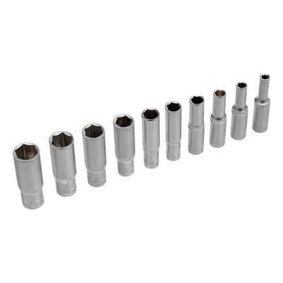 Набор удлиненных торцевых головок 1/4, шестигранные, CrV, 10 шт, 4-13 мм Stels