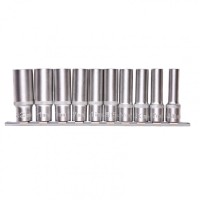 Набор удлиненных торцевых головок 1/2", шестигранные, CrV, 10 шт, 10-22 мм Stels Набор удлиненных торцевых головок 1/2", шестигранные, CrV, 10 шт, 10-22 мм Stels