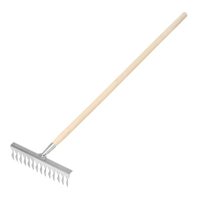 Грабли, нержавеющая сталь, 340 х 1300 мм, 14 витых зубьев, деревянный черенок, Сибртех