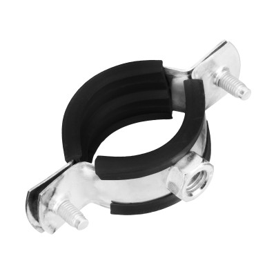 Хомут сантехнический для труб 32-36 (1") с резиновым уплотнением, шпилькой и дюбелем, 1 шт, Сибртех