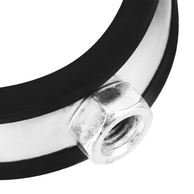 Хомут сантехнический для труб 47-51 (1 1/2") с резиновым уплотнением, шпилькой и дюбелем, 1 шт, Сибртех