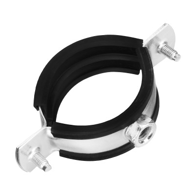 Хомут сантехнический для труб 47-51 (1 1/2") с резиновым уплотнением, шпилькой и дюбелем, 1 шт, Сибртех