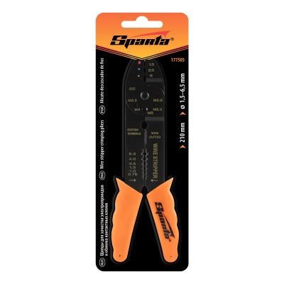 Щипцы, 210 мм, для зачистки электропроводов и обжима контактных кле мм, 1.5-6.5 мм Sparta