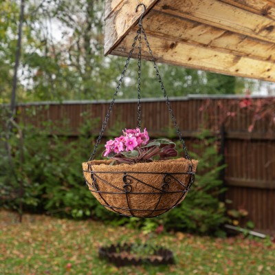 Подвесное кашпо с орнаментом, 30 см, с кокосовой корзиной Palisad Подвесное кашпо с орнаментом, 30 см, с кокосовой корзиной Palisad