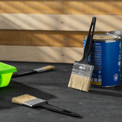 Кисть флейцевая "Стандарт", 70 х 6 мм, натуральная щетина, пластиковая ручка Сибртех