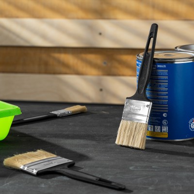 Кисть флейцевая "Стандарт", 50 х 6 мм, натуральная щетина, пластиковая ручка Сибртех