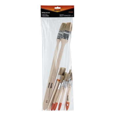 Набор кистей, 10 шт, Плоские: 3/4" (20 мм), 1" (25 мм), 1 1/2" (38 мм), 2" (50 мм), радиаторные: 1" (25 мм), 1 1/2" (38 мм), круглые: №1 (15 мм), №2 (20 мм, для декора: №8, №11. Sparta