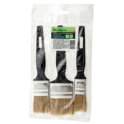 Набор кистей флейцевых 3 шт. (25 мм, 35 мм, 50 мм) натуральная щетина, пластиковая ручка Сибртех