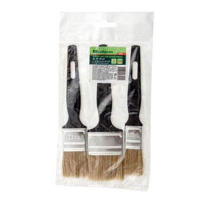 Набор кистей флейцевых 3 шт. (25 мм, 35 мм, 50 мм) натуральная щетина, пластиковая ручка Сибртех