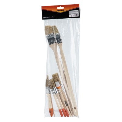 Набор кистей, 10 шт, Плоские: 3/4" (20 мм), 1" (25 мм), 1 1/2" (38 мм), 2" (50 мм), радиаторные: 1" (25 мм), 1 1/2" (38 мм), круглые: №1 (15 мм), №2 (20 мм, для декора: №8, №11. Sparta