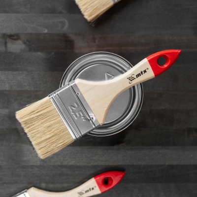 Кисть плоская "Стандарт" 2.5" (63 мм) натуральная щетина, деревянная ручка MTX Кисть плоская "Стандарт" 2.5" (63 мм) натуральная щетина, деревянная ручка MTX