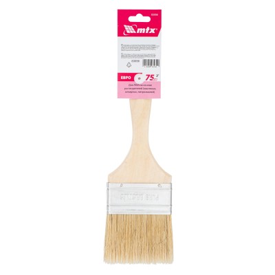 Кисть плоская "Евро" 3", натуральная щетина, деревянная ручка MTX