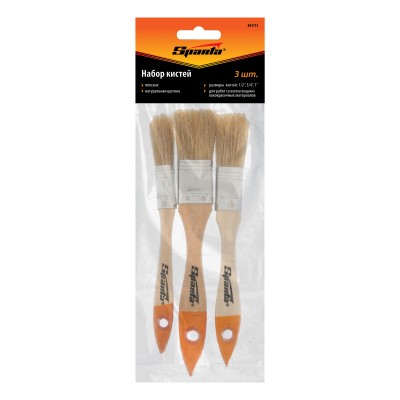 Набор кистей, 3 шт, плоские 1/2", 3/4", 1" Sparta