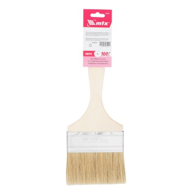 Кисть плоская "Евро" 4", натуральная щетина, деревянная ручка MTX