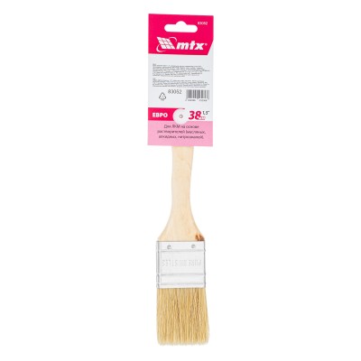 Кисть плоская "Евро" 1.5", натуральная щетина, деревянная ручка MTX