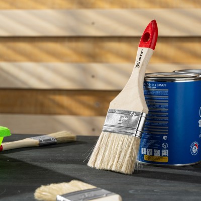 Кисть плоская "Стандарт" 3" (75 мм) натуральная щетина, деревянная ручка MTX