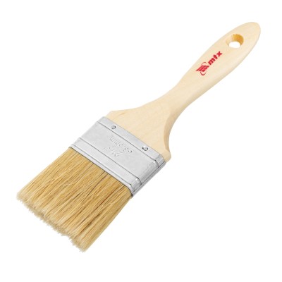 Кисть плоская "Евро" 2.5", натуральная щетина, деревянная ручка MTX