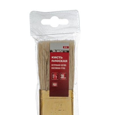 Кисть плоская "Профи" 1.5", натуральная щетина, пластмассовая ручка MTX