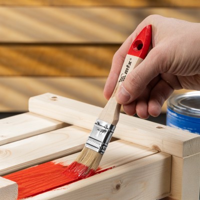 Кисть плоская "Стандарт" 1" (25 мм) натуральная щетина, деревянная ручка MTX