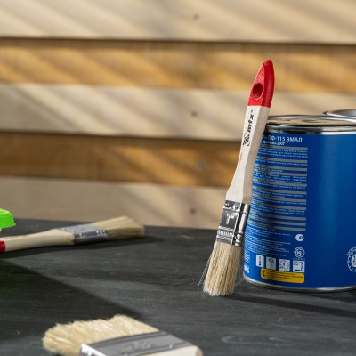 Кисть плоская "Стандарт" 1" (25 мм) натуральная щетина, деревянная ручка MTX