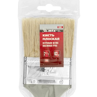 Кисть плоская "Евро" 2.5", натуральная щетина, пластмассовая ручка MTX