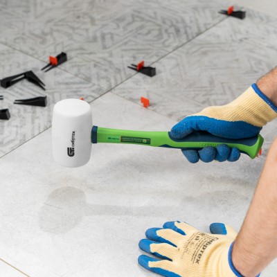 Киянка резиновая, 680 г, белая резина, фибергласовая рукоятка Сибртех