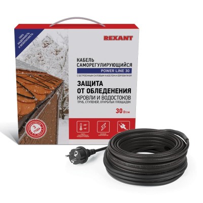 Кабель греющий саморегулирующийся модель SRL POWER Line 30SRL-2CR, 9м/270Вт REXANT