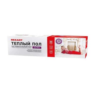Теплый пол, нагревательный самоклеящийся мат Extra 5м², 0,5х10м, 800Вт двухжильный REXANT