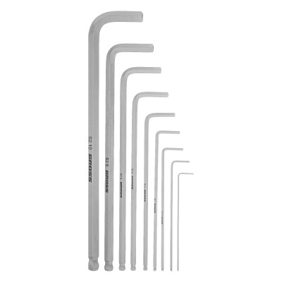 Набор ключей имбусовых HEX, 1.5-10 мм, S2, 9 шт, экстра-длинные с шаром, сатинированные Gross Набор ключей имбусовых HEX, 1.5-10 мм, S2, 9 шт, экстра-длинные с шаром, сатинированные Gross