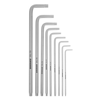 Набор ключей имбусовых Torx -TT, 9 шт: T10-T50, экстра-длинные, S2, сатинированные Gross Набор ключей имбусовых Torx -TT, 9 шт: T10-T50, экстра-длинные, S2, сатинированные Gross