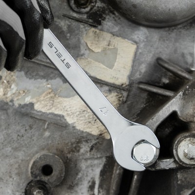 Набор ключей комбинированных, 8-17 мм, 6 шт, CrV, матовый хром Stels