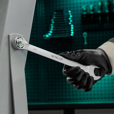 Ключ комбинированный, 23 мм, CrV, матовый хром Stels