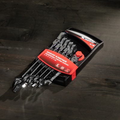 Набор ключей комбинированных, трещеточных шарнирных 6 шт Matrix Набор ключей комбинированных, трещеточных шарнирных 6 шт Matrix