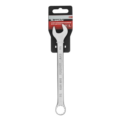 Ключ комбинированный, 15 мм, CrV, матовый хром Matrix