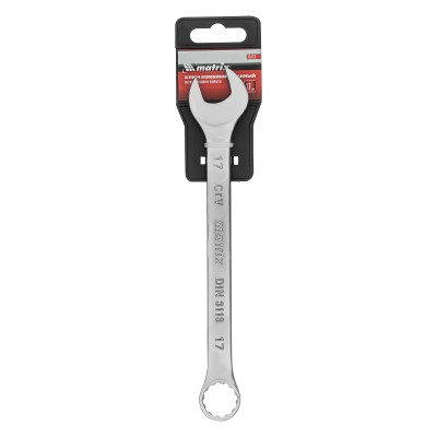 Ключ комбинированный, 17 мм, CrV, матовый хром Matrix