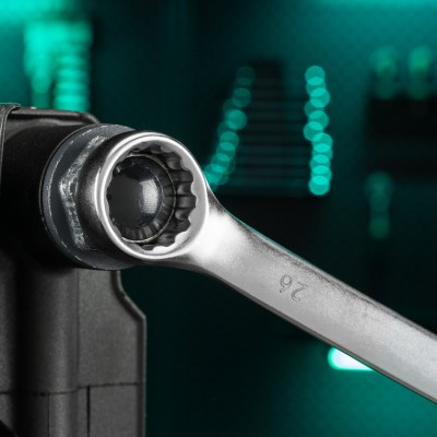 Ключ комбинированный, 26 мм, CrV, матовый хром Stels