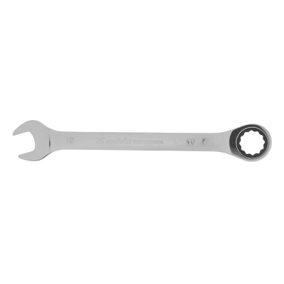 Ключ комбинированный трещоточный, 19 мм, CrV, зеркальный хром Matrix Professional