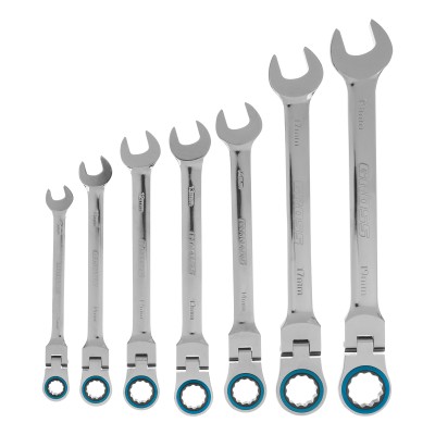 Набор ключей комбинированных с трещоткой, 8-19 мм, 7 шт, шарнирные, CrV Gross Набор ключей комбинированных с трещоткой, 8-19 мм, 7 шт, шарнирные, CrV Gross