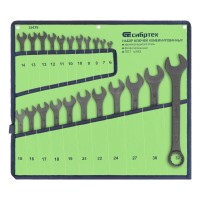 Набор ключей комбинированных, 6 - 32 мм, 22 шт., CrV, фосфатированные Сибртех Набор ключей комбинированных, 6 - 32 мм, 22 шт., CrV, фосфатированные Сибртех